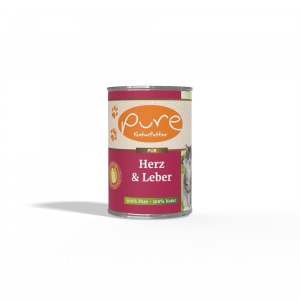 PURE Naturfutter Katzenmenü Herz & Leber 400g